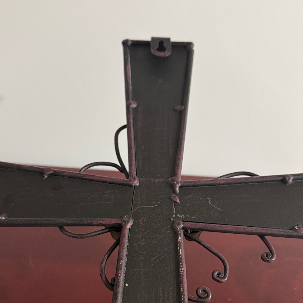 Elegant Large Metal Black and Brown Wall Cross Decor - Picture 6 of 8